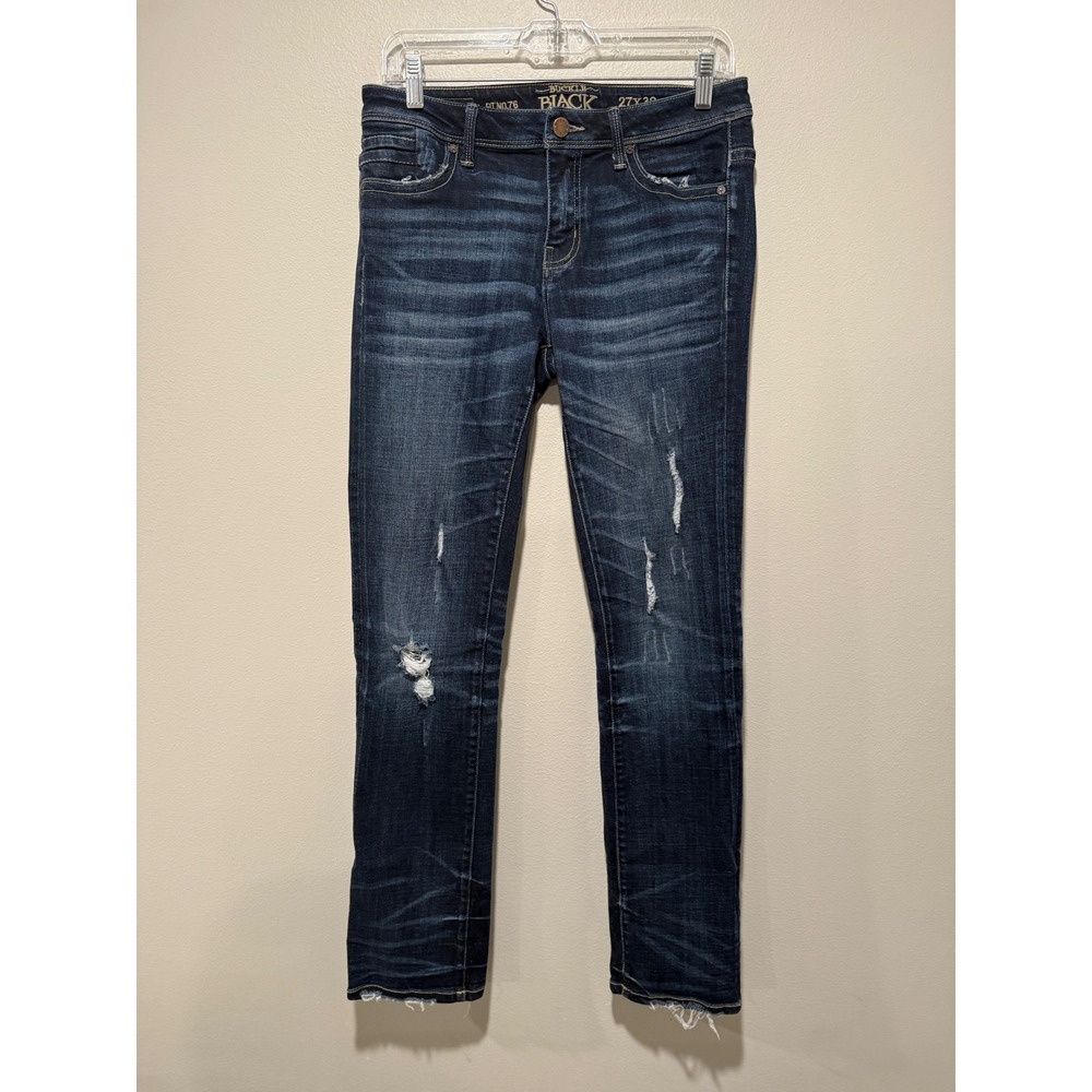 Buckle Black Fit No 76 Skinny Jeans Womens 27x32 Dark Wash Distressed Ripped